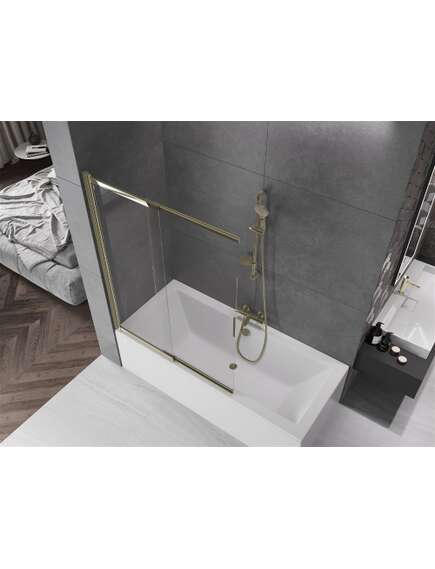 Mexen Fox parawan nawannowy 2-skrzydłowy przesuwny 120 x 150 cm, transparent, złoty - 891-120-002-50-00, 5 image