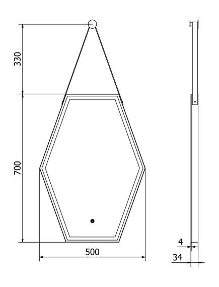 Mexen Orla lustro łazienkowe podświetlane 50 x 70 cm, LED 6000K, antypara, czarna rama - 9815-050-070-611-70, 5 image