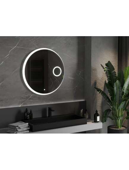 Mexen Ella lustro łazienkowe podświetlane z lusterkiem kosmetycznym, okrągłe 80 cm, LED 6000K, antypara - 9811-080-080-611-00, 2 image
