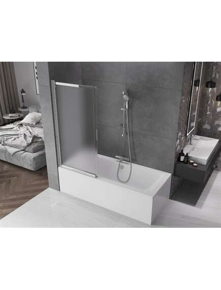 Mexen Fox parawan nawannowy 2-skrzydłowy przesuwny 120 x 150 cm, szron, chrom - 891-120-002-01-30, изображение 3