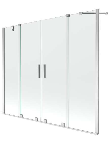 Mexen Velar Duo parawan nawannowy 2-skrzydłowy przesuwny 180 x 150 cm, transparent, chrom - 896-180-000-02-01