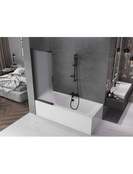 Mexen Fox parawan nawannowy 2-skrzydłowy przesuwny 100 x 150 cm, szron, czarny - 891-100-002-70-30, изображение 3