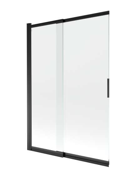 Mexen Fox parawan nawannowy 2-skrzydłowy przesuwny 120 x 150 cm, transparent, czarny - 891-120-002-70-00