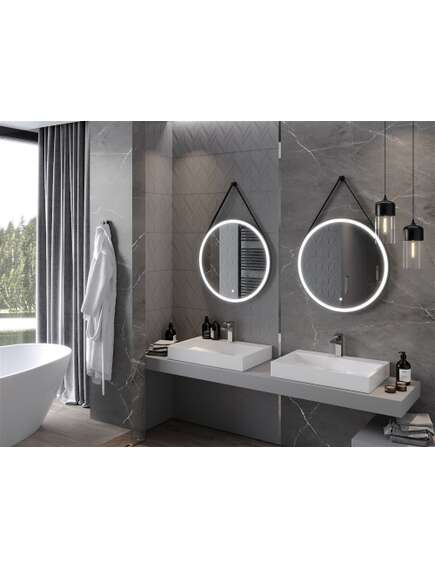 Mexen Reni lustro łazienkowe podświetlane, okrągłe 70 cm, LED 6000K, antypara, czarna rama - 9812-070-070-611-70, 3 image