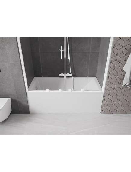 Mexen Velar Duo parawan nawannowy 2-skrzydłowy przesuwny 140 x 150 cm, transparent, biały - 896-140-000-02-20, изображение 4