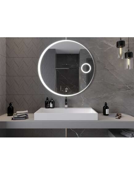 Mexen Ella lustro łazienkowe podświetlane z lusterkiem kosmetycznym, okrągłe 100 cm, LED 6000K, antypara - 9811-100-100-611-00, 4 image
