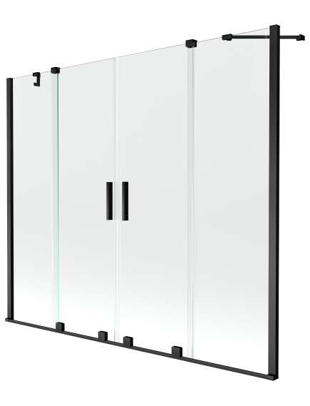 Mexen Velar Duo parawan nawannowy 2-skrzydłowy przesuwny 180 x 150 cm, transparent, czarny - 896-180-000-02-70