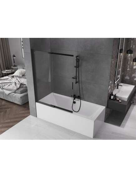 Mexen Fox parawan nawannowy 2-skrzydłowy przesuwny 120 x 150 cm, transparent, czarny - 891-120-002-70-00, изображение 2