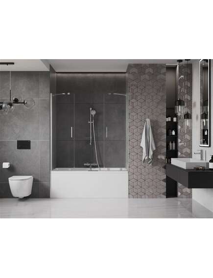 Mexen Velar Duo parawan nawannowy 2-skrzydłowy przesuwny 140 x 150 cm, transparent, chrom - 896-140-000-02-01, изображение 3