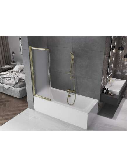 Mexen Fox parawan nawannowy 2-skrzydłowy przesuwny 100 x 150 cm, szron, złoty - 891-100-002-50-30, 3 image