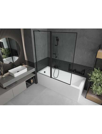 Mexen Flip parawan nawannowy 1-skrzydłowy 140 x 150 cm, czarny wzór, czarny - 894-140-101-70-70, изображение 2