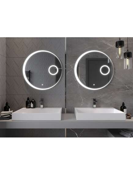 Mexen Ella lustro łazienkowe podświetlane z lusterkiem kosmetycznym, okrągłe 70 cm, LED 6000K, antypara - 9811-070-070-611-00, 4 image