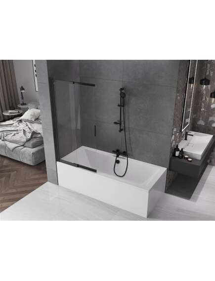 Mexen Fox parawan nawannowy 2-skrzydłowy przesuwny 85 x 150 cm, transparent, czarny - 891-085-002-70-00, изображение 2