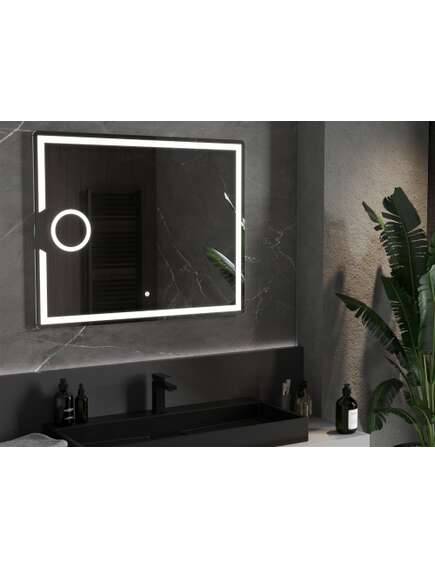 Mexen Onyx lustro łazienkowe podświetlane z lusterkiem kosmetycznym 100 x 80 cm, LED 6000K, antypara - 9813-100-080-611-00, 2 image