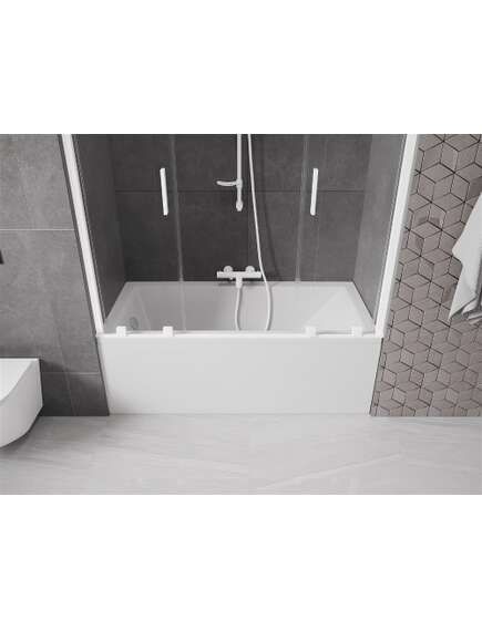 Mexen Velar Duo parawan nawannowy 2-skrzydłowy przesuwny 140 x 150 cm, transparent, biały - 896-140-000-02-20, изображение 5