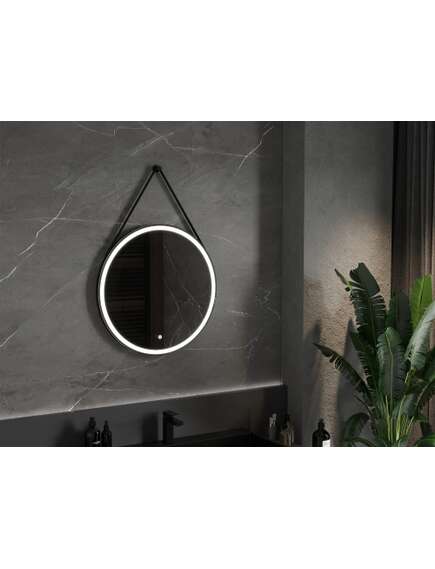 Mexen Reni lustro łazienkowe podświetlane, okrągłe 70 cm, LED 6000K, antypara, czarna rama - 9812-070-070-611-70, 2 image