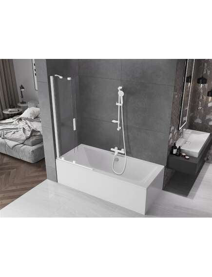 Mexen Velar parawan nawannowy 2-skrzydłowy przesuwny 85 x 150 cm, transparent, biały - 896-085-000-01-20, изображение 3