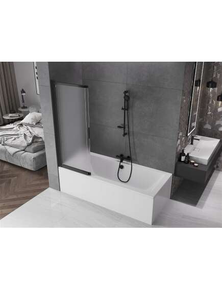 Mexen Fox parawan nawannowy 2-skrzydłowy przesuwny 120 x 150 cm, szron, czarny - 891-120-002-70-30, изображение 3