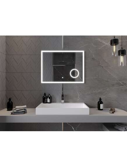 Mexen Kala lustro łazienkowe podświetlane z lusterkiem kosmetycznym 80 x 60 cm, LED 6000K, antypara - 9820-080-060-611-00, 4 image