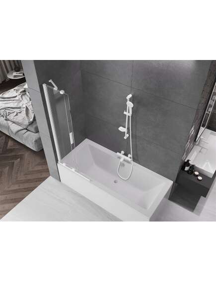 Mexen Velar parawan nawannowy 2-skrzydłowy przesuwny 75 x 150 cm, transparent, biały - 896-075-000-01-20, изображение 5