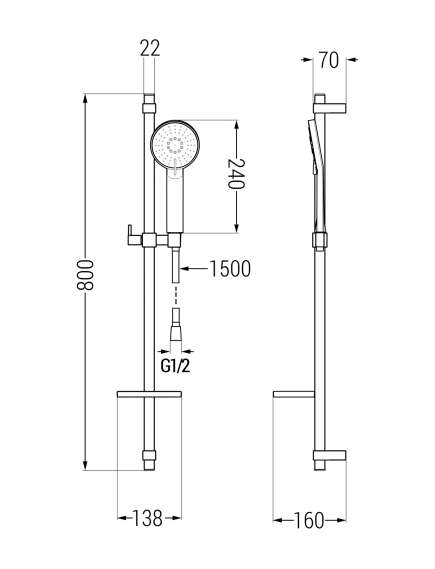 Mexen Zero DQ40 zestaw prysznicowy, złoty - 71114DQ40-50, 4 image