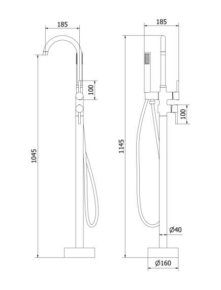 Mexen Alma wolnostojąca bateria wannowa, złota - 75033-50, изображение 5