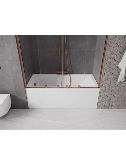 Mexen Velar Duo parawan nawannowy 2-skrzydłowy przesuwny 160 x 150 cm, transparent, różowe złoto - 896-160-000-02-60, изображение 4