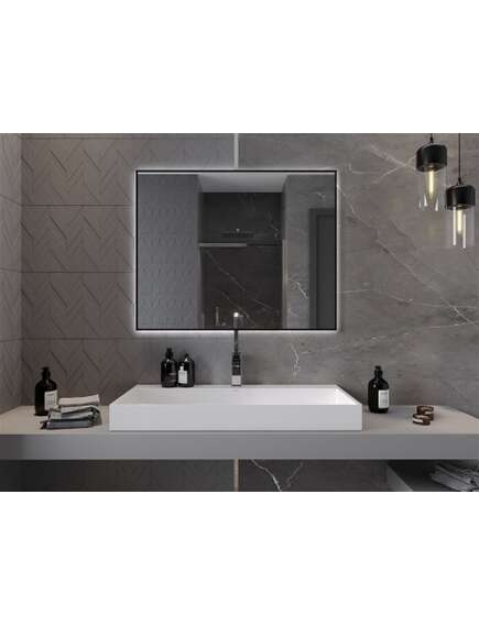 Mexen Erma lustro łazienkowe podświetlane 100 x 80 cm, LED 6000K, antypara, rama czarna - 9814-100-080-611-70, 4 image