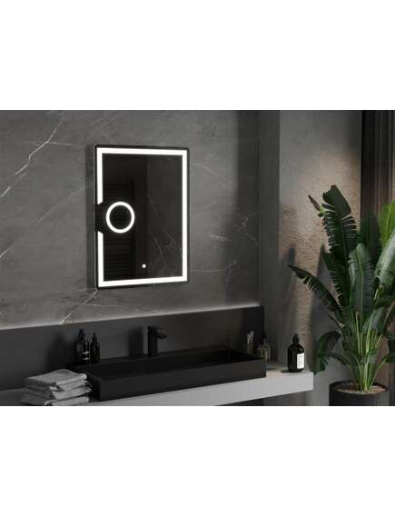 Mexen Onyx lustro łazienkowe podświetlane z lusterkiem kosmetycznym 60 x 80 cm, LED 6000K, antypara - 9813-060-080-611-00, 2 image