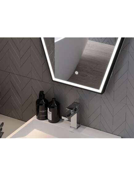 Mexen Orla lustro łazienkowe podświetlane 60 x 80 cm, LED 6000K, antypara, czarna rama - 9815-060-080-611-70, 5 image