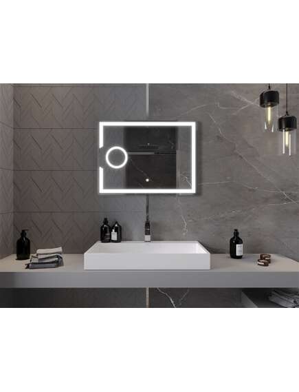 Mexen Onyx lustro łazienkowe podświetlane z lusterkiem kosmetycznym 80 x 60 cm, LED 6000K, antypara - 9813-080-060-611-00, 5 image