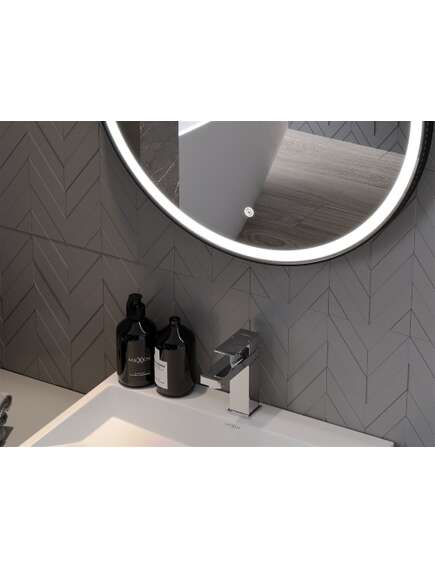 Mexen Reni lustro łazienkowe podświetlane, okrągłe 90 cm, LED 6000K, antypara, czarna rama - 9812-090-090-611-70, 5 image