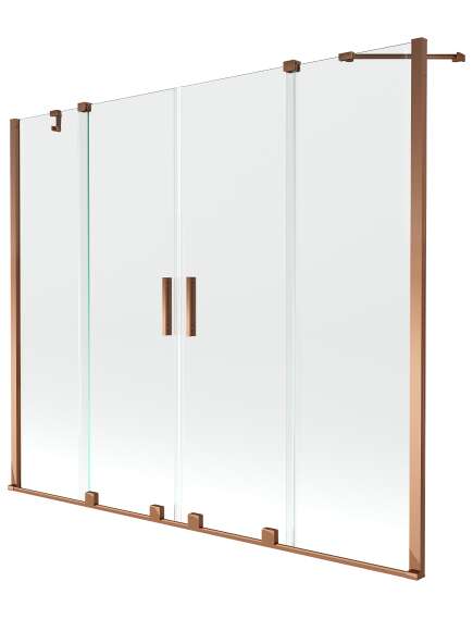 Mexen Velar Duo parawan nawannowy 2-skrzydłowy przesuwny 170 x 150 cm, transparent, różowe złoto - 896-170-000-02-60