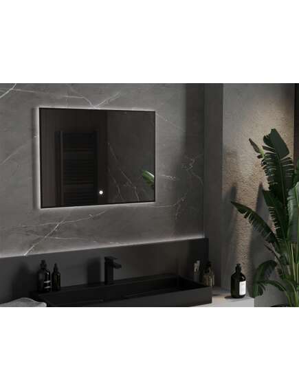 Mexen Erma lustro łazienkowe podświetlane 80 x 60 cm, LED 6000K, antypara, czarna rama - 9814-080-060-611-70, изображение 2