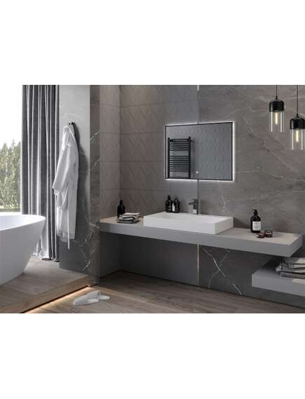 Mexen Erma lustro łazienkowe podświetlane 80 x 60 cm, LED 6000K, antypara, czarna rama - 9814-080-060-611-70, изображение 3