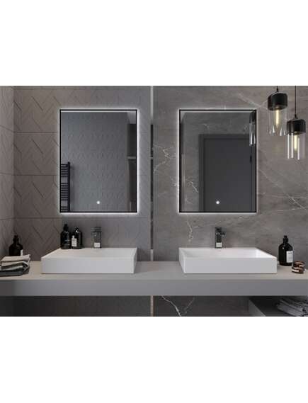 Mexen Erma lustro łazienkowe podświetlane 60 x 80 cm, LED 6000K, antypara, rama czarna - 9814-060-080-611-70, изображение 4