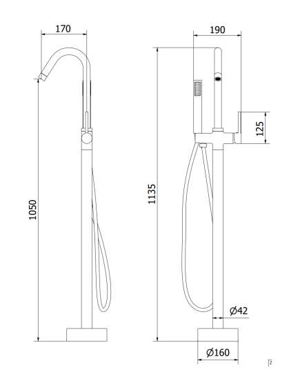 Mexen Gaja wolnostojąca bateria wannowa, złota - 75333-50, изображение 5