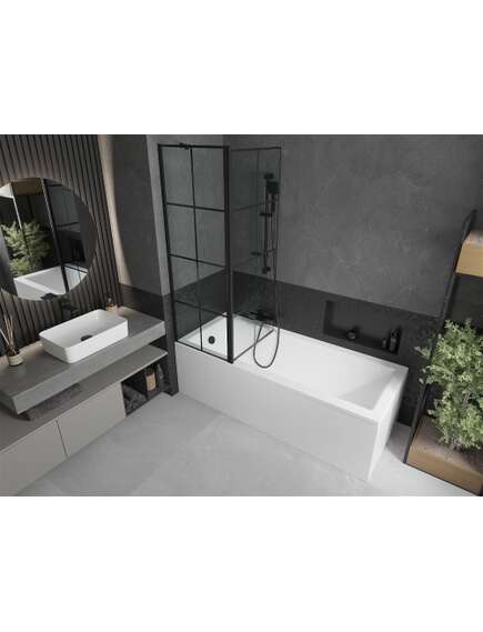 Mexen Flip parawan nawannowy 1-skrzydłowy 120 x 150 cm, czarny wzór, czarny - 894-120-101-70-77, изображение 3