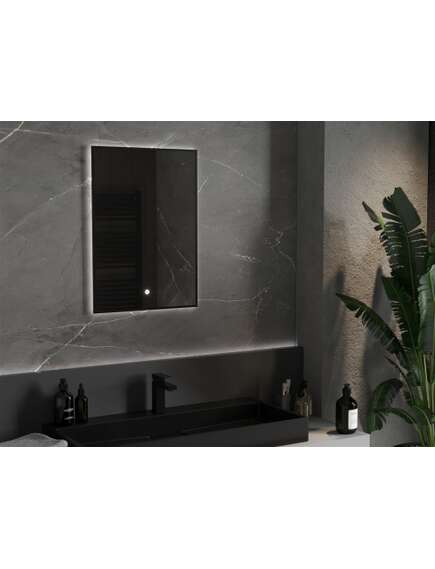 Mexen Erma lustro łazienkowe podświetlane 50 x 70 cm, LED 6000K, antypara, czarna rama - 9814-050-070-611-70, 2 image