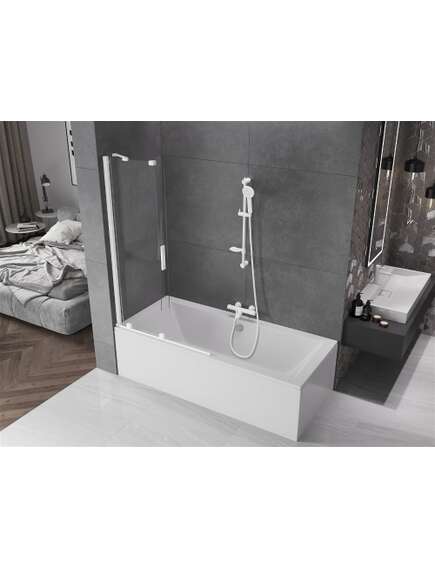 Mexen Velar parawan nawannowy 2-skrzydłowy przesuwny 100 x 150 cm, transparent, biały - 896-100-000-01-20, изображение 3