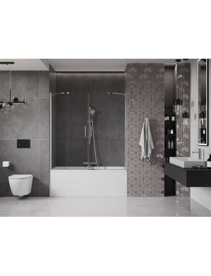 Mexen Velar Duo parawan nawannowy 2-skrzydłowy przesuwny 160 x 150 cm, transparent, chrom - 896-160-000-02-01, 2 image