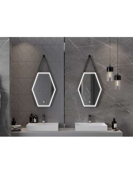 Mexen Orla lustro łazienkowe podświetlane 50 x 70 cm, LED 6000K, antypara, czarna rama - 9815-050-070-611-70, 4 image