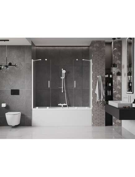 Mexen Velar Duo parawan nawannowy 2-skrzydłowy przesuwny 200 x 150 cm, transparent, biały - 896-200-000-02-20, изображение 3