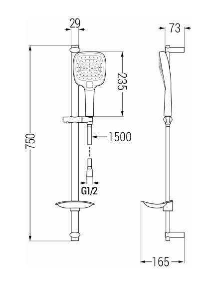 Mexen DB17 zestaw prysznicowy suwany, chrom - 785174584-00, 2 image