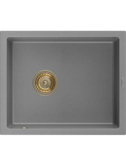 Mexen Pedro zlewozmywak granitowy 1-komorowy 560 x 460 mm, szary, syfon złoty - 6508561000-71-G