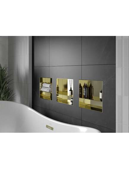 Mexen X-Wall-NR półka wnękowa bez kołnierza z półką 30 x 30 cm, złota - 1951303010S, 2 image