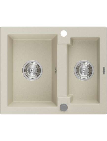 Mexen Carlos zlewozmywak granitowy 1,5-komorowy 582 x 475 mm, beżowy, syfon chrom - 6518581500-69