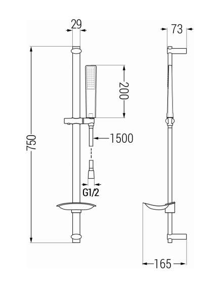 Mexen DB72 zestaw prysznicowy suwany, chrom - 785724584-00, 2 image