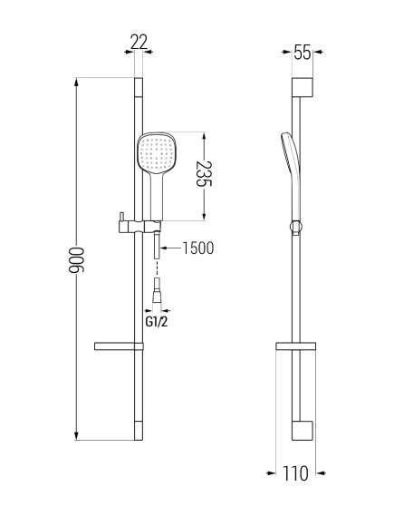Mexen DS33 zestaw prysznicowy suwany, czarny - 785334583-70, изображение 2