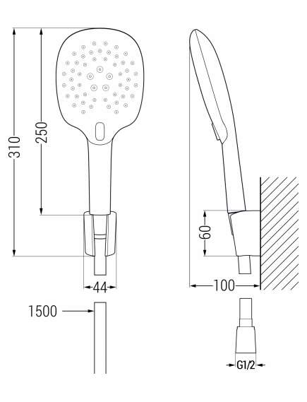 Mexen R-22 zestaw prysznicowy punktowy, czarny - 785225052-70, изображение 2